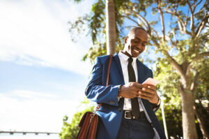 businessman texting