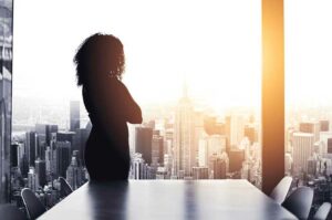 businesswoman in window