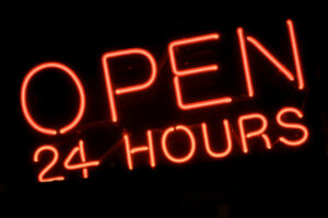 open 24 hours sign