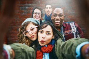 outdoor selfie with friends